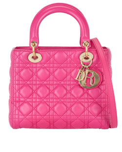 Medium Lady Dior, Leather, Pink, 16BO1103, S, 2*